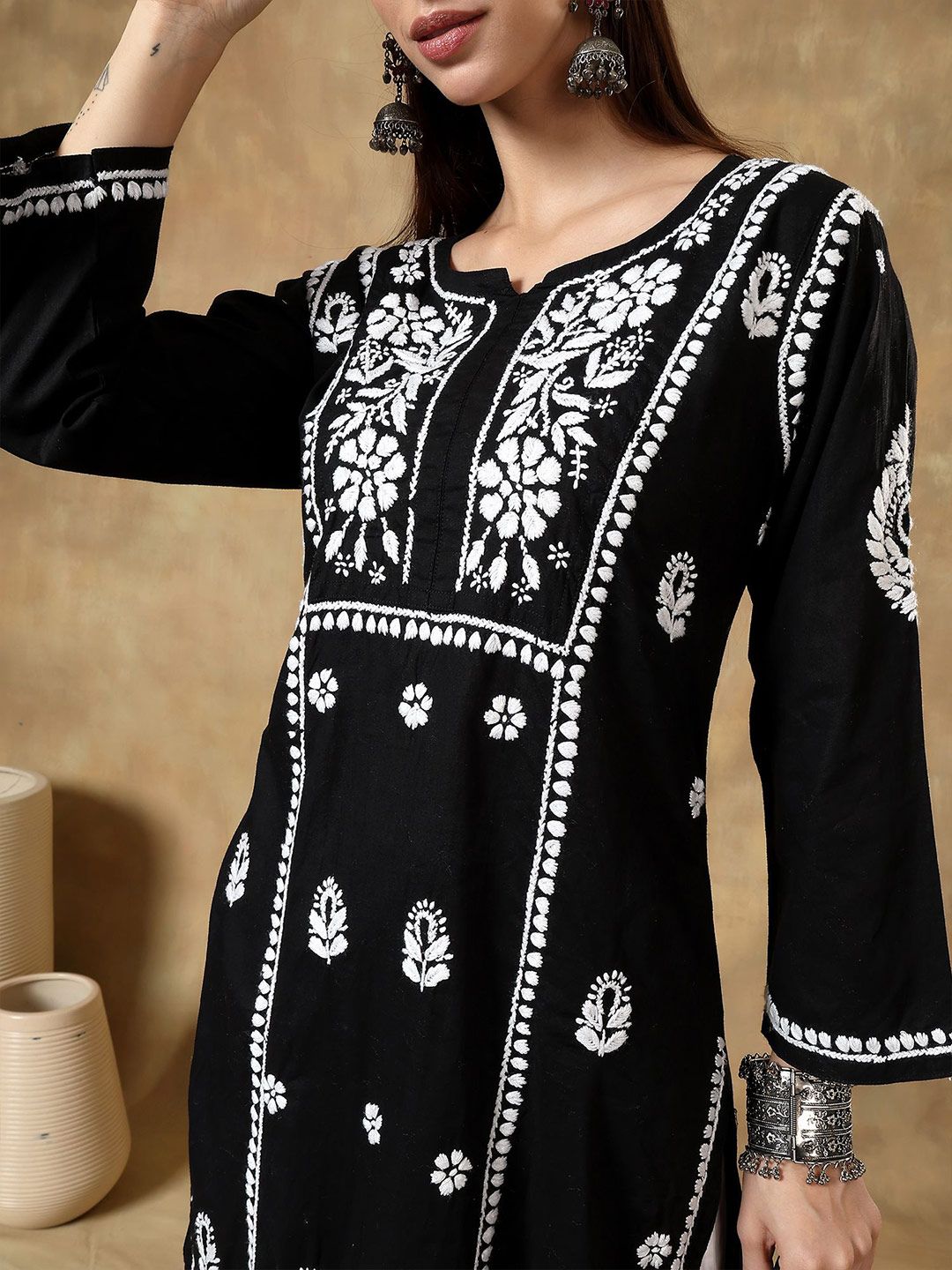 Women Floral Printed Festive Cotton Straight Kurta